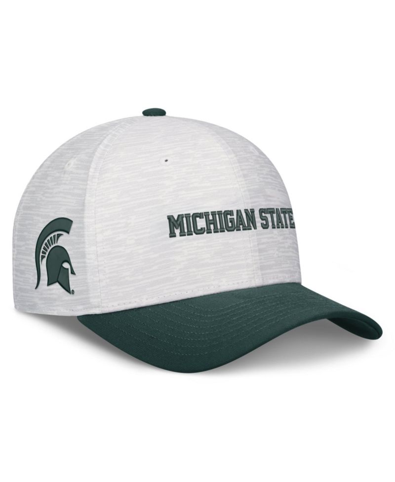 Men's and Women's White/Green Michigan State Spartans Primetime Rise Adjustable Hat