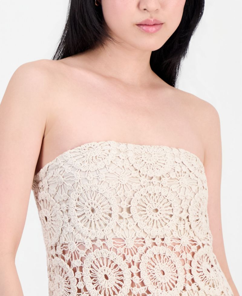 Women's Cotton Crochet Strapless Top