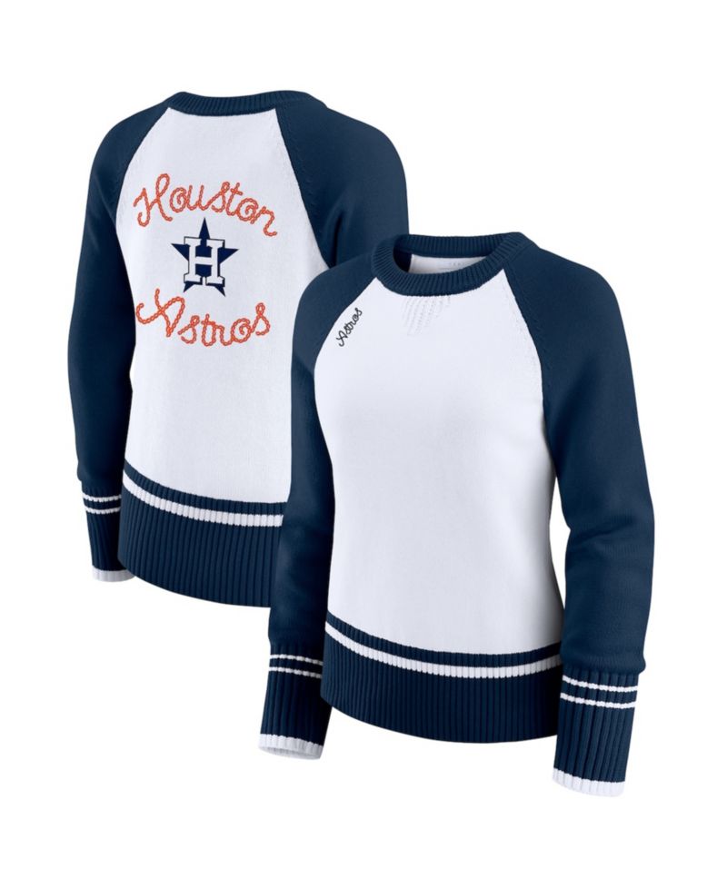 Women's White Houston Astros Color Block Raglan Sweater
