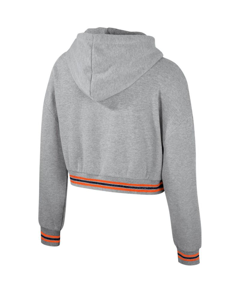 Women's Heather Gray Auburn Tigers Cropped Shimmer Pullover Hoodie