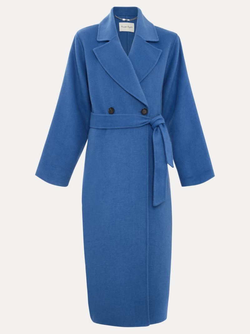 Women's Long Sleeve Belted Wrap Midi Coat