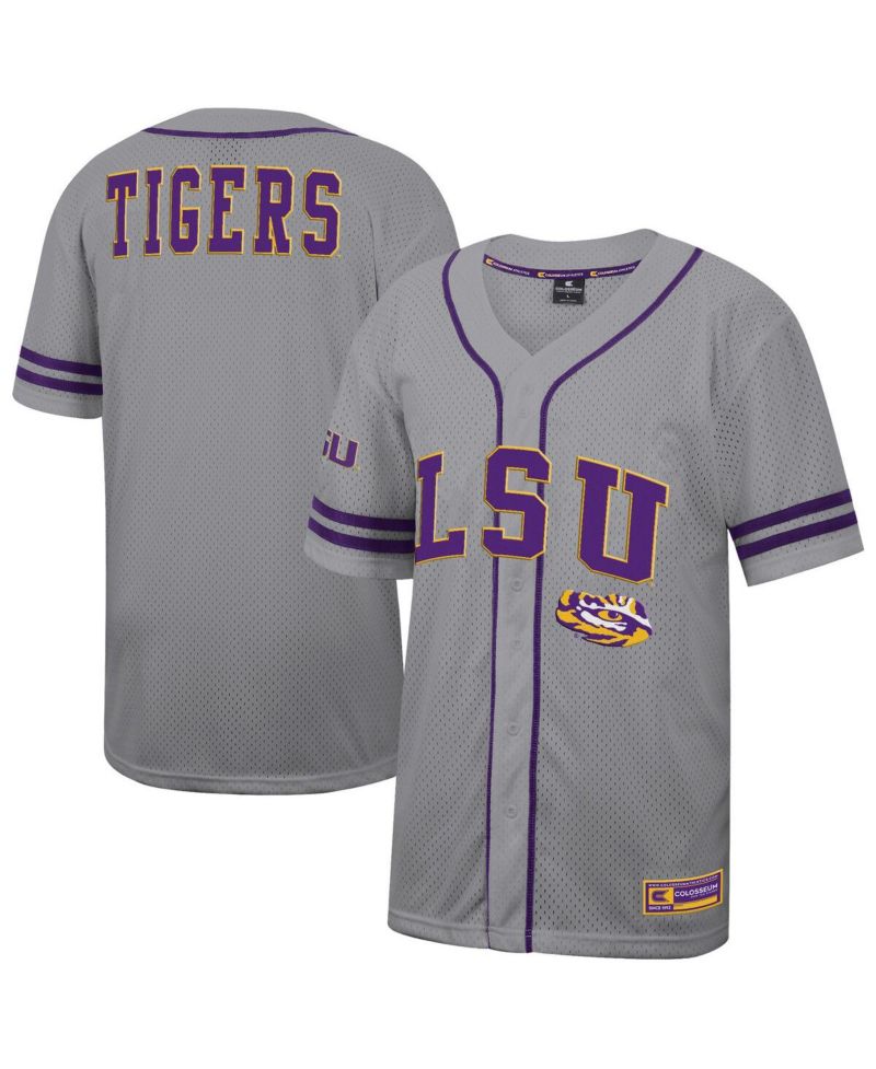 Men's Gray LSU Tigers Free Spirited Baseball Jersey