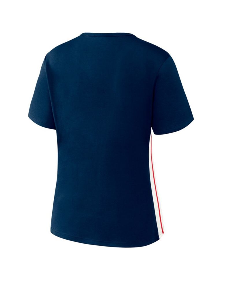 Women's Navy Boston Red Sox Notch Neck Cropped T-Shirt