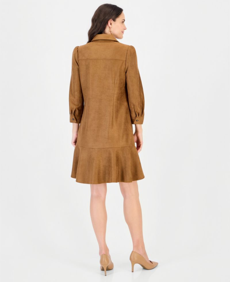Petite Faux-Leather Shift Dress