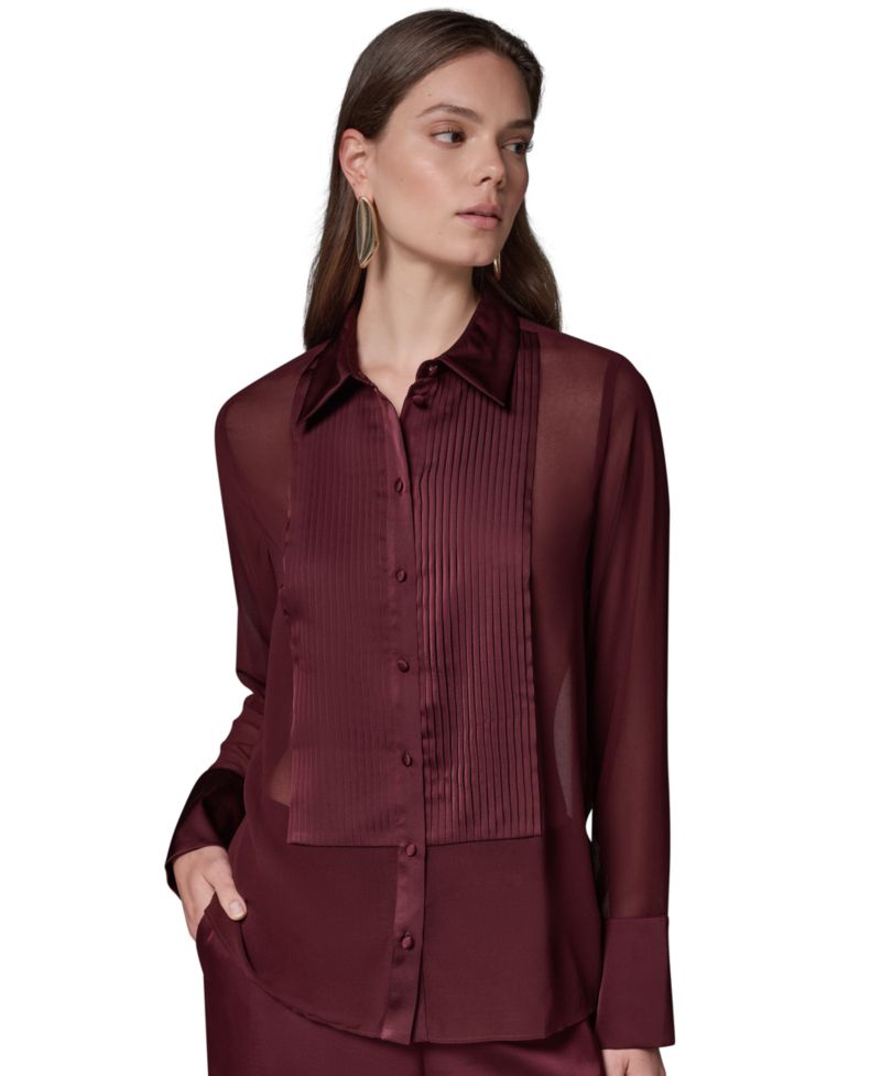 Women's Long-Sleeve Sheer Blouse
