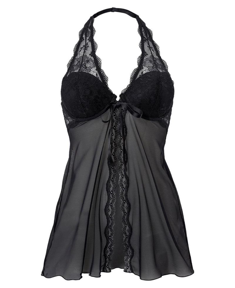 Women's Front Closure Lace Removable Pads Babydoll