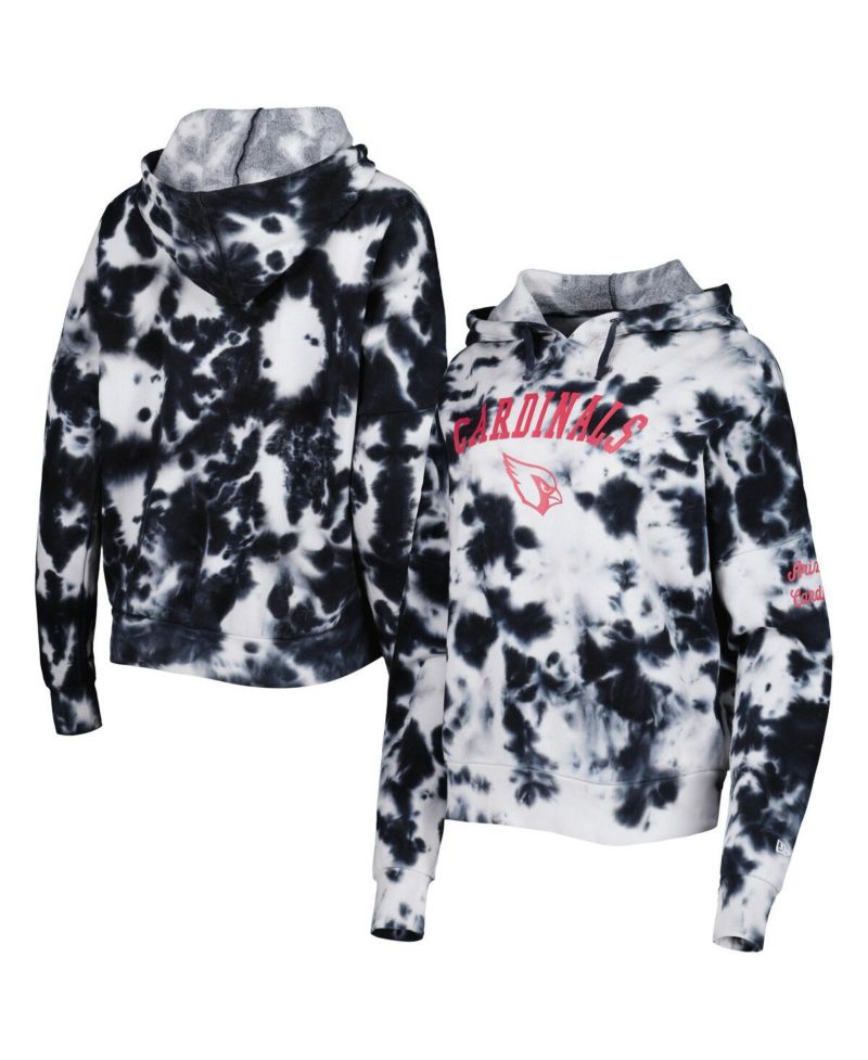 Women's Black Arizona Cardinals Cloud Dye Fleece Pullover Hoodie