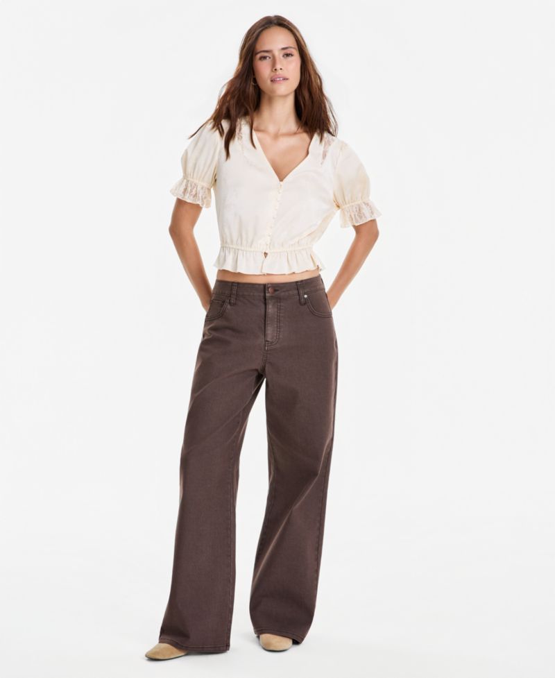 Petite High-Rise Wide-Leg Colored Jeans