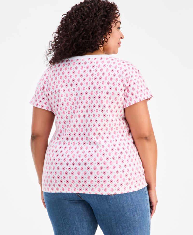 Petite Cotton Button-Shoulder Tee
