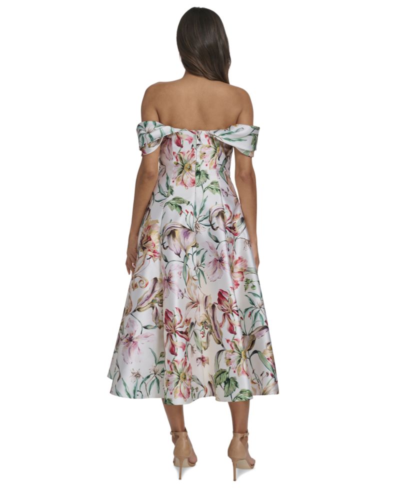 Women's Off-The-Shoulder Flare Midi Dress