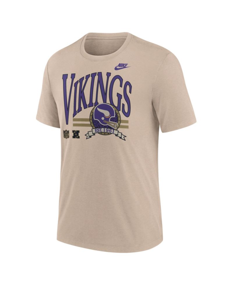 Men's Sand Minnesota Vikings Rewind Tri-Blend T-Shirt