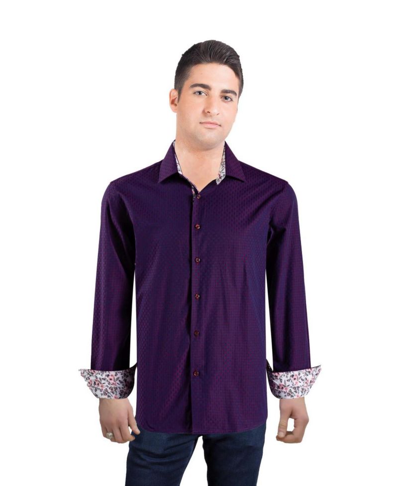 Men's Slim Fit Jacquard Dot Button-Down Shirt