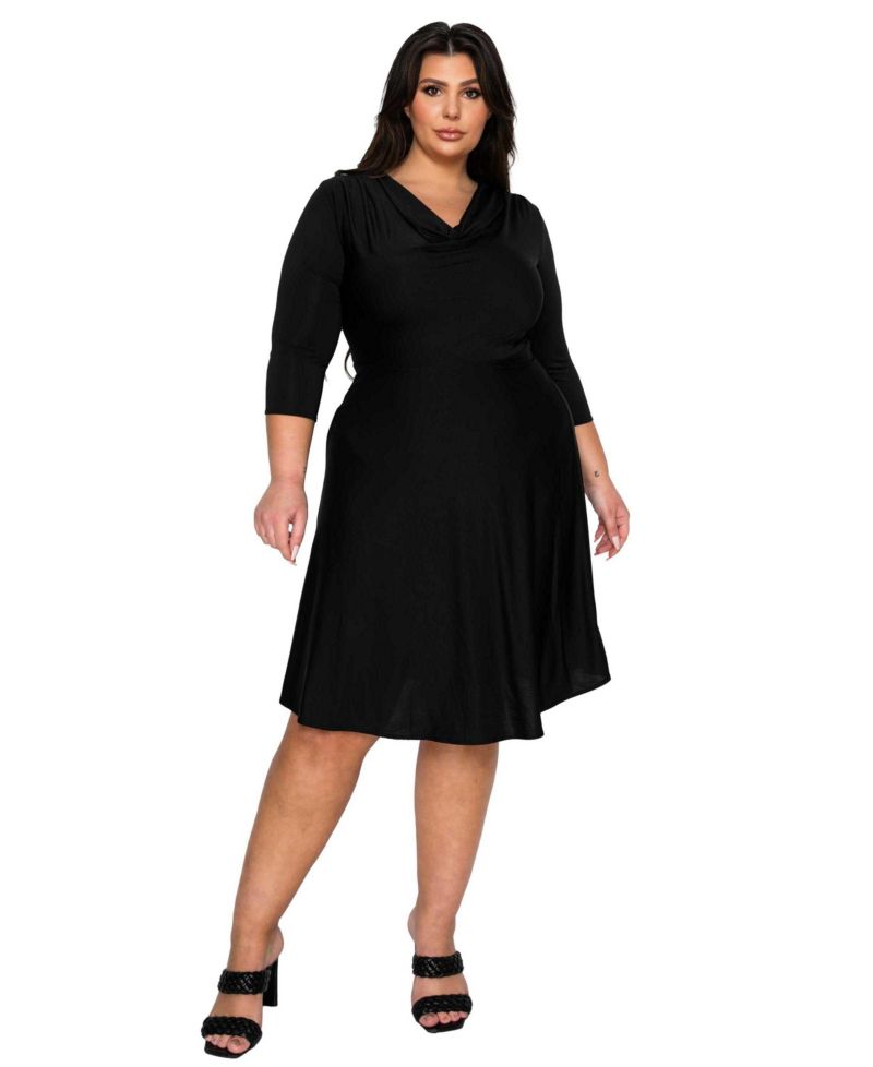 Plus Size Amoretti Cowl Neck Flare Dress