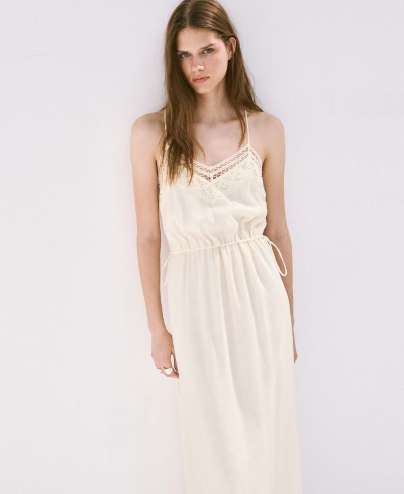 Women's Openwork Embroidery Crinkled Dress