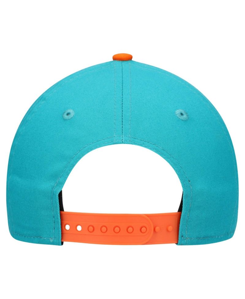 Big Boys and Girls Aqua/Orange Miami Dolphins Arch COOLERA 9FORTY A-Frame Adjustable Hat