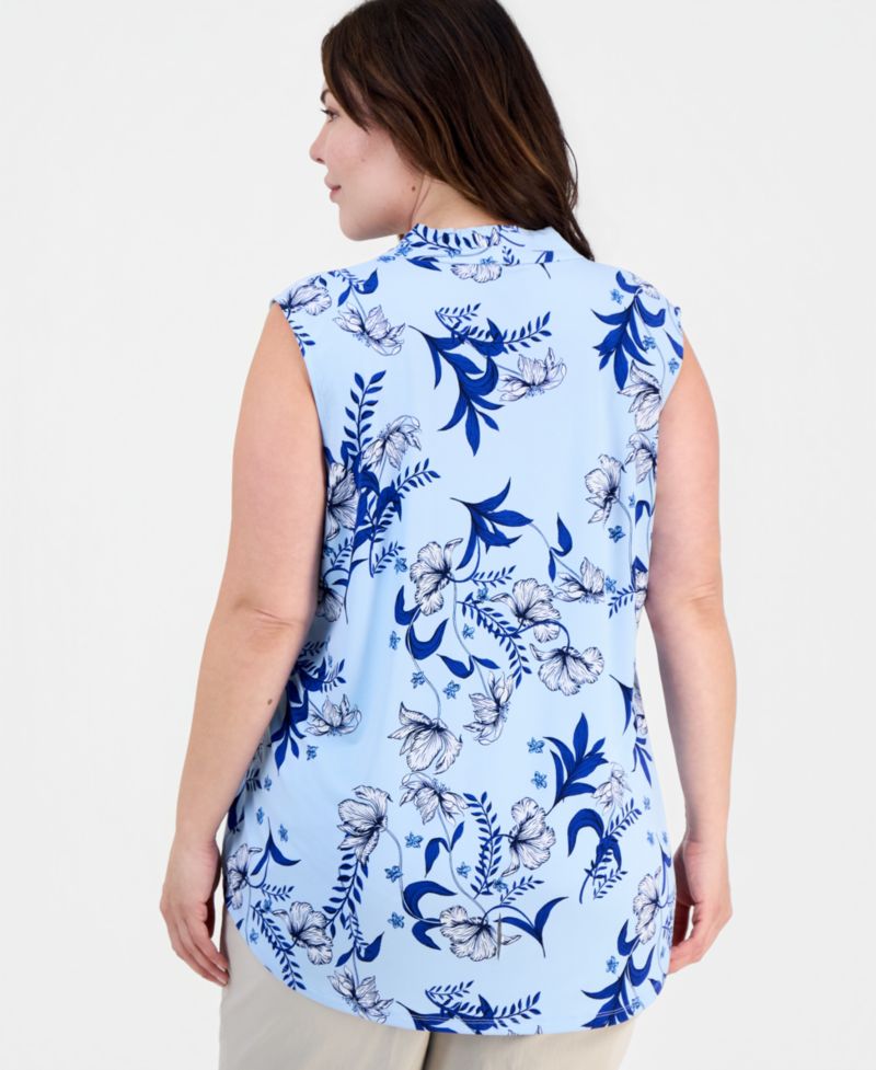 Plus Size Indina Floral Sleeveless V-Neck Top