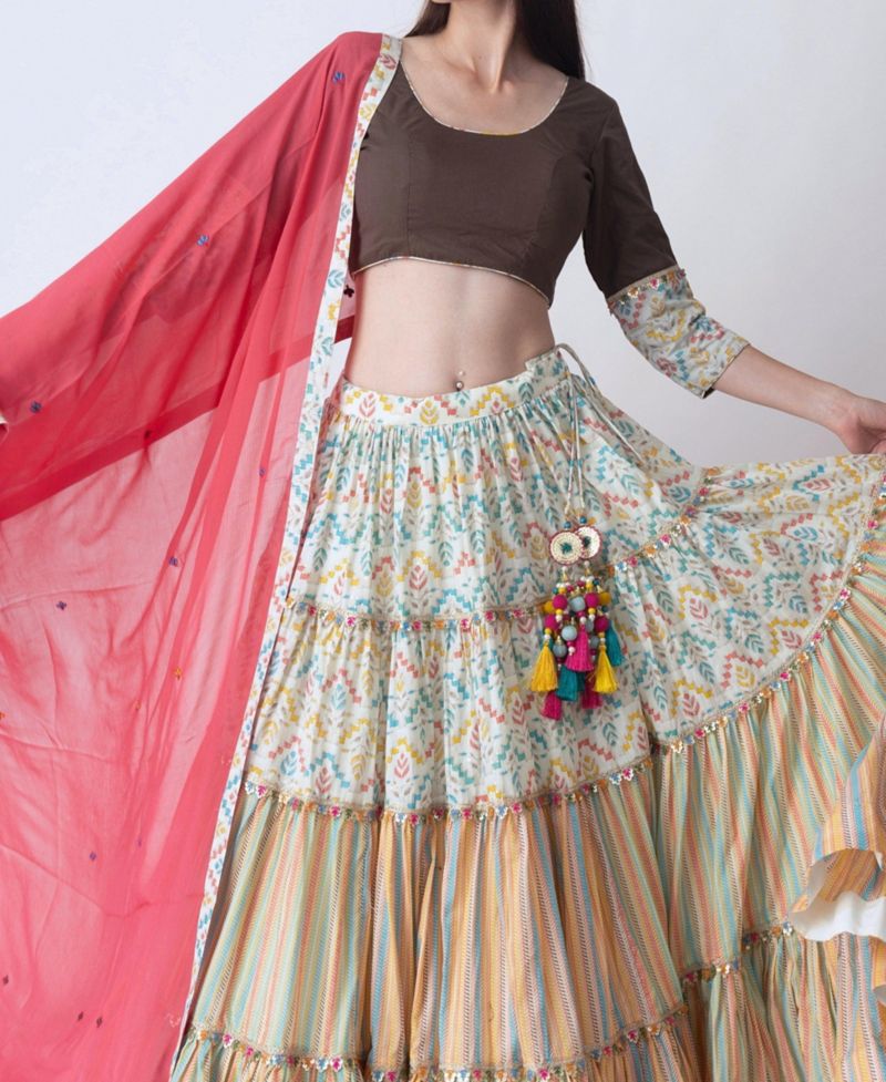Women's Multi Color Tiered Chaniya Choli
