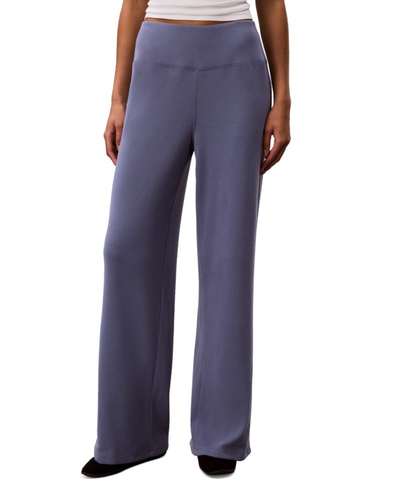 Women's Pull-On Waffle-Knit Relaxed-Fit Straight-Leg Pants