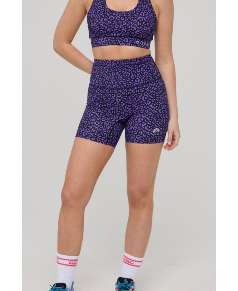 Women's Infinite High Waisted Shorts - Purple Leopard