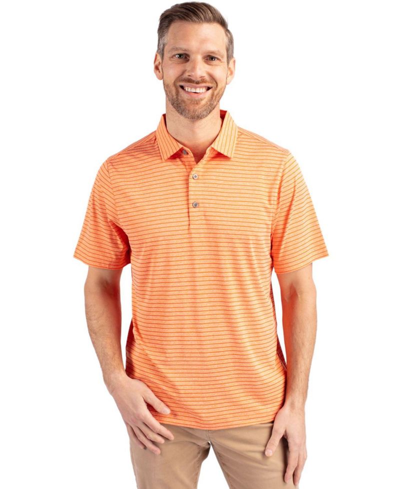 Men's Cutter and Buck Forge Eco Heather Stripe Stretch Recycled Polo