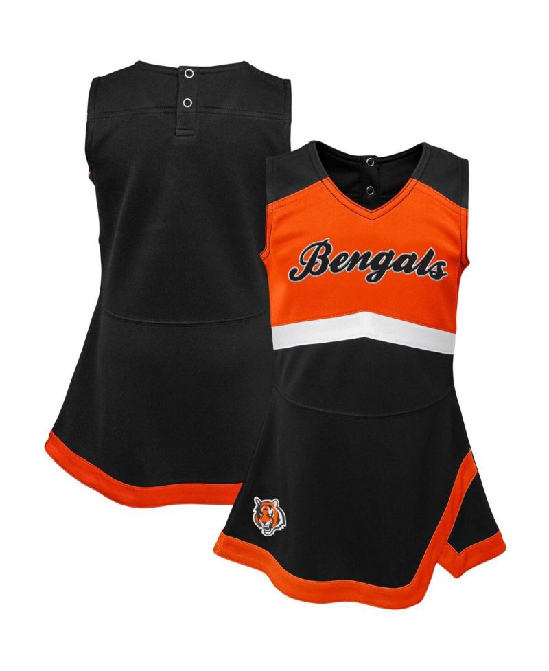 Girls Baby Boys and Girls Black Cincinnati Bengals Cheer Captain Jumper Dress
