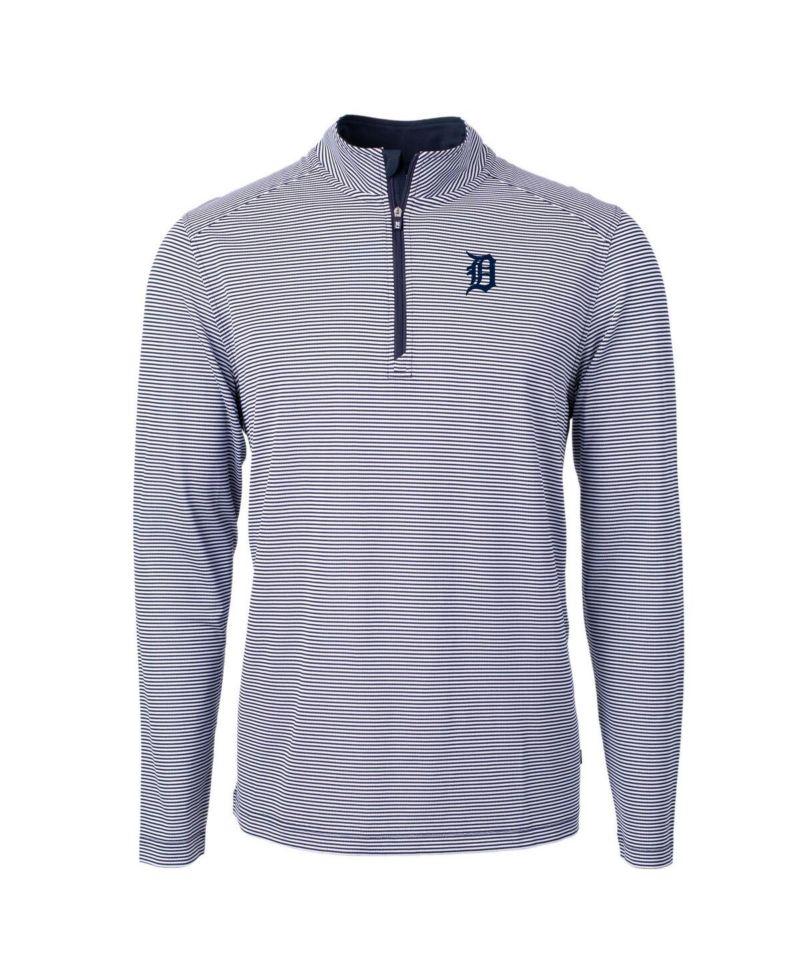 Men's Navy/White Detroit Tigers Virtue Eco Pique Micro Stripe Big & Tall Quarter-Zip