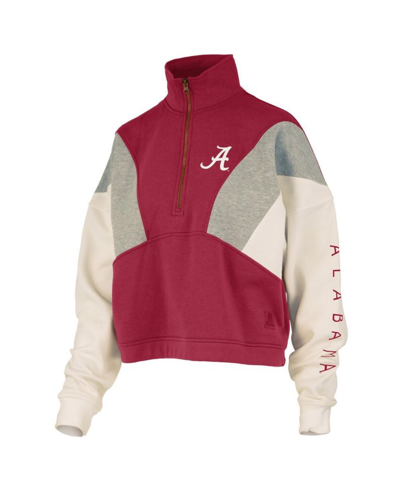 Women's Crimson Alabama Crimson Tide Ferrara Color Block Quarter-Zip Sweatshirt