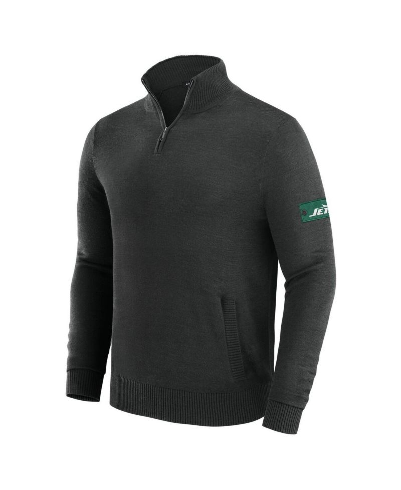 Men's Black New York Jets Franchise Quarter-Zip Sweater