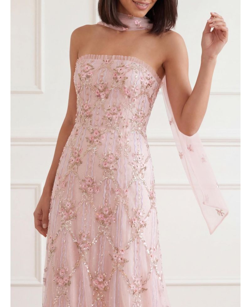 Women's Lovers Lace Strapless Embellished Evening Gown