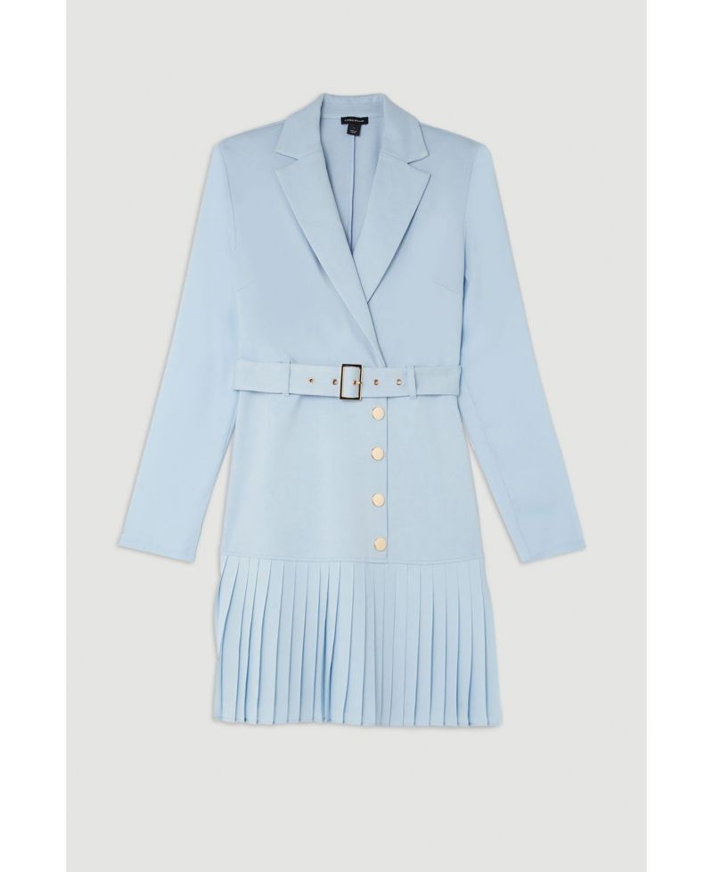 Women's Pleated Skirt Collared Mini Dress