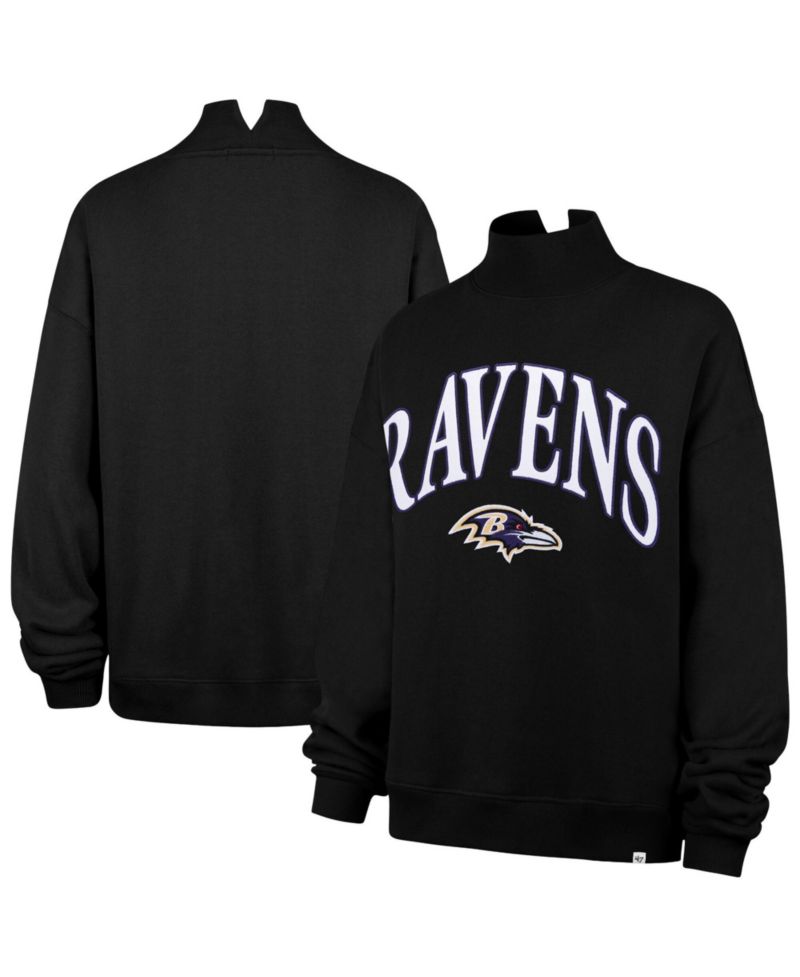 47 Brand Women's Black Baltimore Ravens Oversized Vantage Mock Neck Sweatshirt