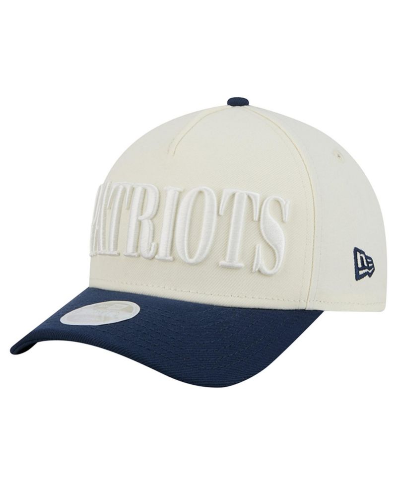 Women's Cream/Navy New England Patriots Tonal A-Frame 9FORTY Adjustable Hat