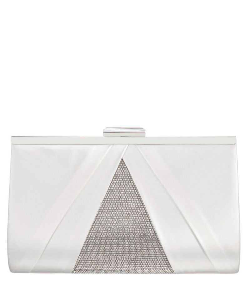 Women's Pleated Stain Crystal Frame Clutch