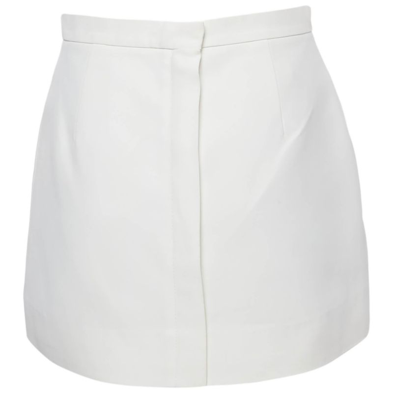 Women's White Crepe Lace-Up Mini Skirt