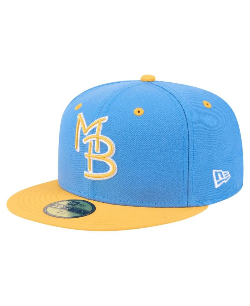 Men's Blue/Yellow Myrtle Beach Pelicans Authentic Collection 59FIFTY Fitted Hat