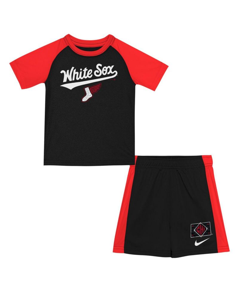 Little Boys and Girls 2-Piece Black/Red Chicago White Sox 2025 City Connect T-Shirt and Shorts Set