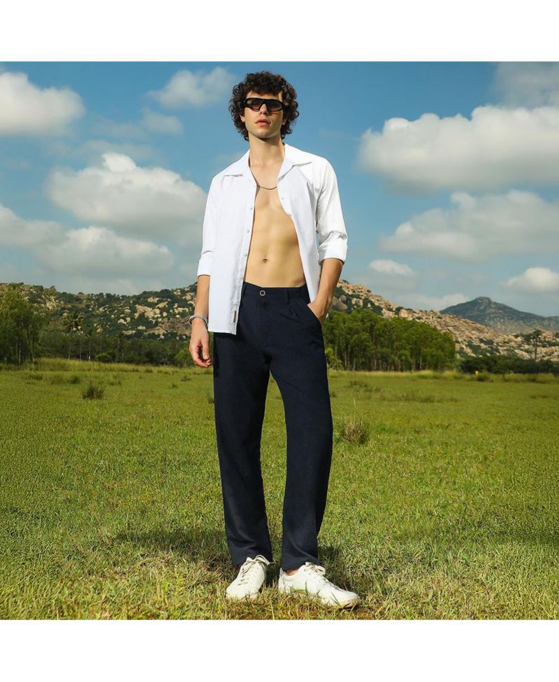 Men's Prussian Blue Velvique Tailored Trousers