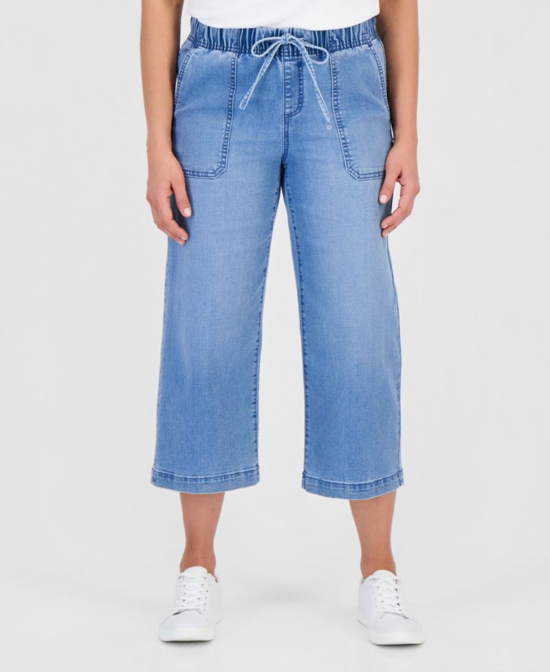 Petite High Rise Cropped Wide Leg Jeans