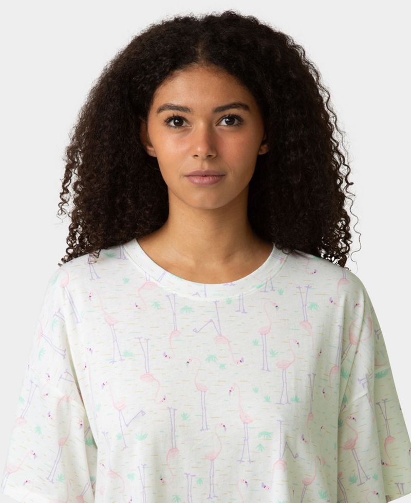 Women's Oversized T-Shirt and Boxer Shorts Pajama, 2-Piece Set