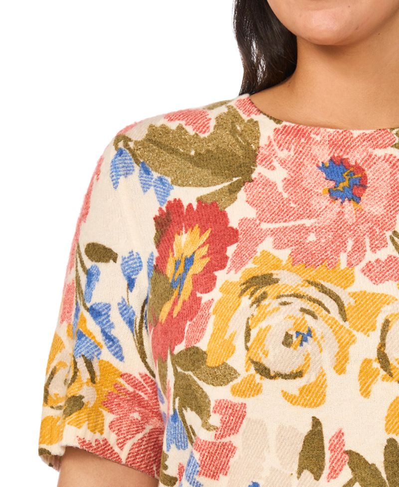 Plus Size Short-Sleeve Crewneck Sweater