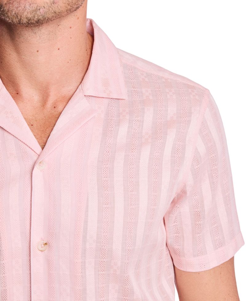 Men's Striped Camp Collar Shirt