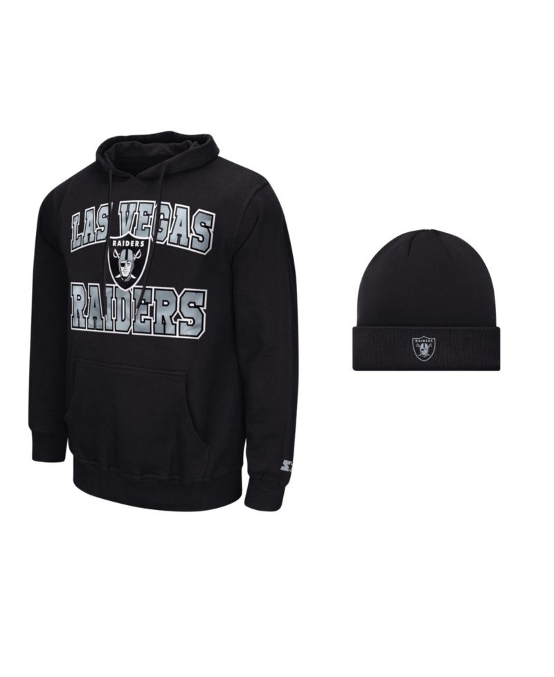Men's Black Las Vegas Raiders Hoodie and Cuffed Knit Hat Combo Pack