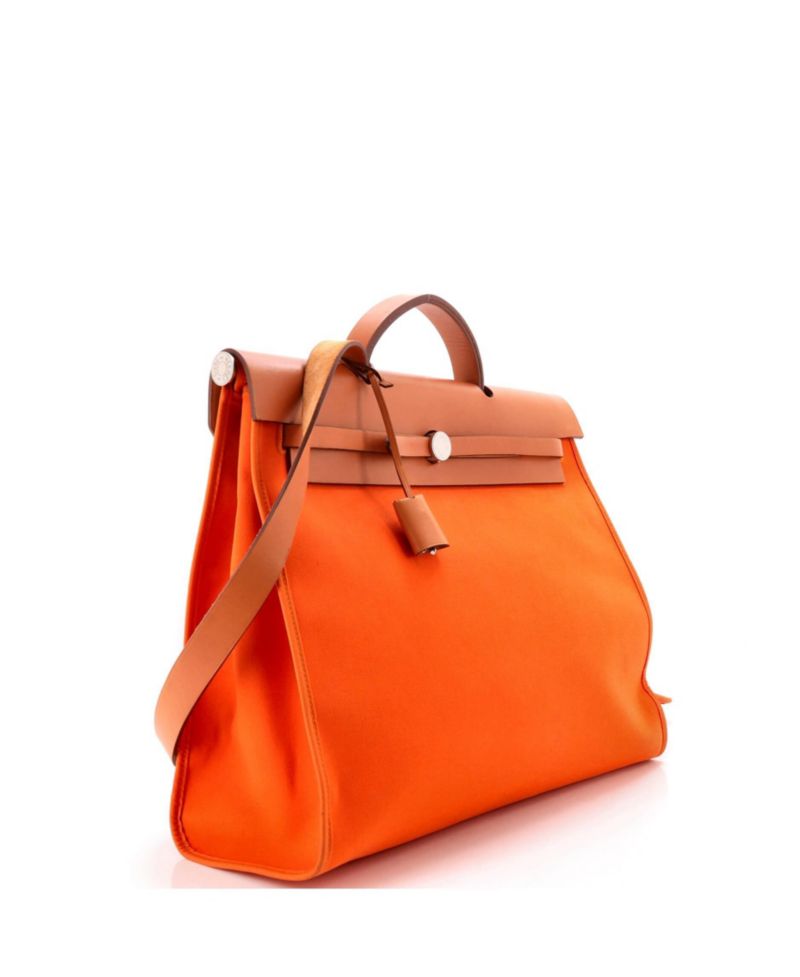 Pre-Owned Hermes 39 Herbag Zip Leather and Toile