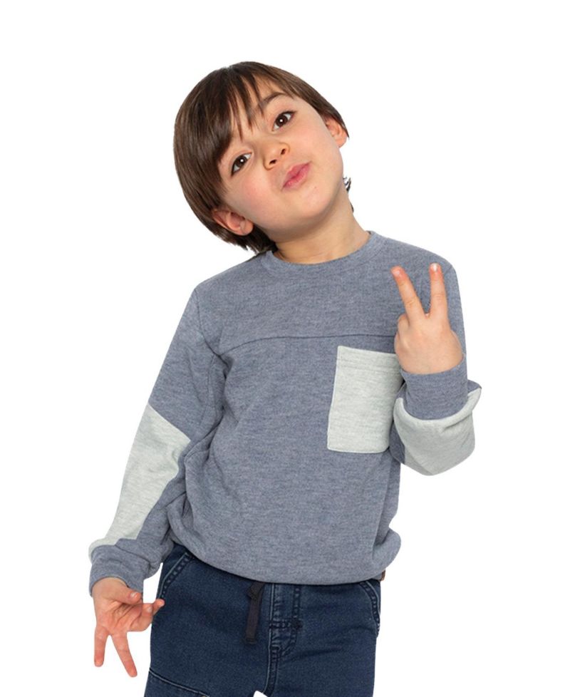 Little Boys 6-12 Color block Brushed Jersey Top with Chest Pocket