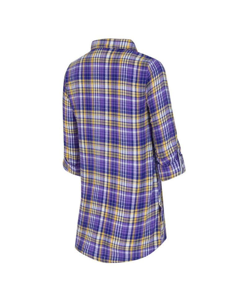 Women's Purple Minnesota Vikings Laney Plaid Tri-Blend Nightshirt