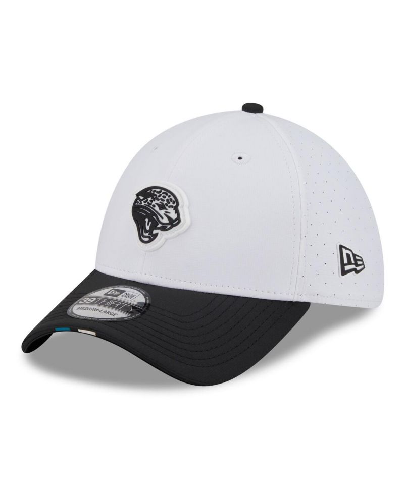 Men's White/Black Jacksonville Jaguars 2025 NFL Training Camp Throwback Logo 39THIRTY Flex Hat