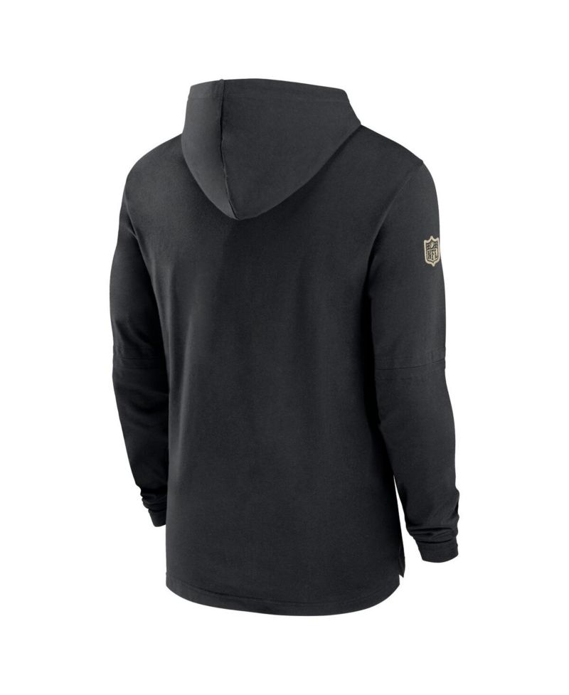 Men's Black New Orleans Saints Sideline Hoodie Performance Long Sleeve T-Shirt