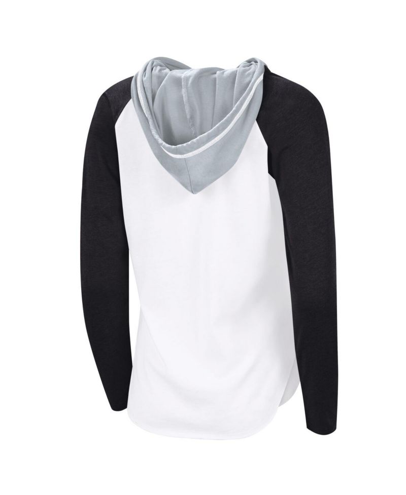 Women's White/Black Los Angeles Kings VIP Raglan Long Sleeve Hoodie T-Shirt