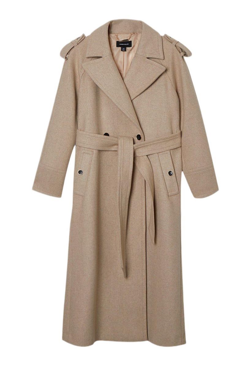 Women's Wool Tailored Belted Midi Coat