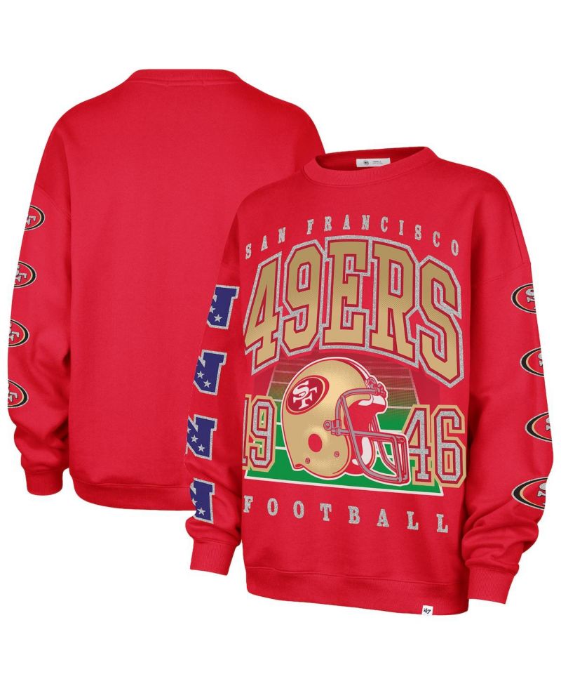 Women's Scarlet San Francisco 49ers Go Big Oversized Pullover Sweatshirt
